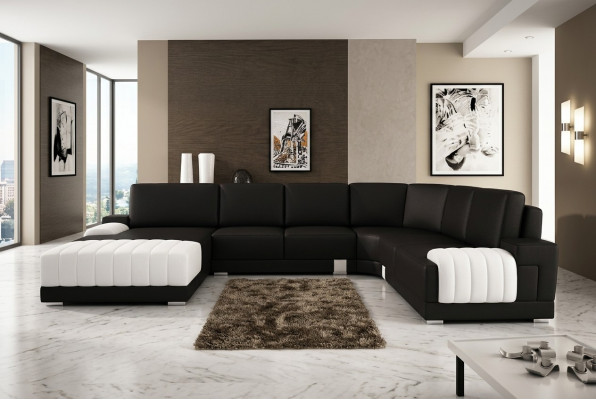 Polstersofa aus Lieder Sofa Canapé Polstereck Sitz Garnitur U Form XXL Grouss