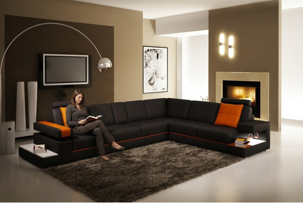 Ledercouch Kanapee Wunnlandschaft Ecksoda Eck Modern Garnitur Design Dekor