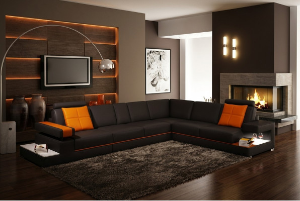 Ledercouch Kanapee Wunnlandschaft Ecksoda Eck Modern Garnitur Design Dekor