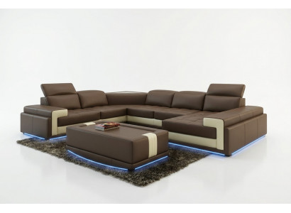 Ledercouch Couch Landschaftsecksofa Modern Eck Garnitur Design Dekor