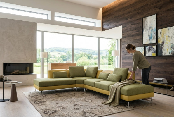 Ledercouch, Canapé, Wunnlandschaft, Eckcanapé, Eck Garnitur, Design Modern Canapé 5111