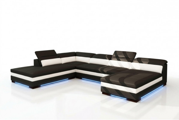 Ledercouch Canapé Wunnlandschaft Ecksofa Eck Garnitur Design Modern Sofa 5127