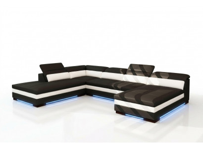 Ledercouch Canapé Wunnlandschaft Ecksofa Eck Garnitur Design Modern Sofa 5127