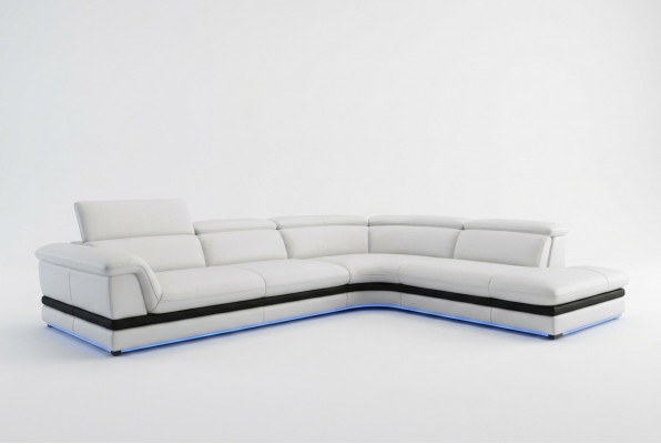 Ledercouch Canapé Wunnlandschaft Ecksofa Eck Garnitur Design Modern Sofa 5130