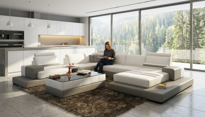 Schéint XXL Lieder Wunnlandschaft U Form Ecksofa Sofa Couch