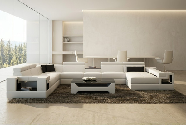 Ledercouch Couch Wunnlandschaft Eckcouch Eck Garnitur Design Modern Sofa 6138
