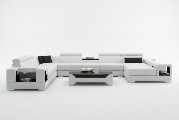 Ledercouch Couch Wunnlandschaft Eckcouch Eck Garnitur Design Modern Sofa 6138