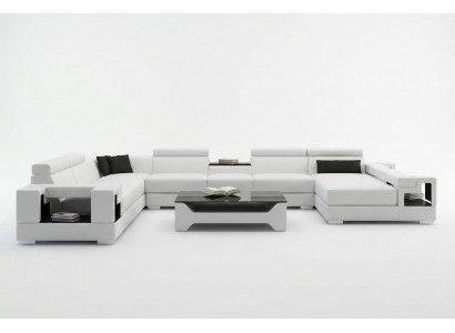Ledercouch Couch Wunnlandschaft Eckcouch Eck Garnitur Design Modern Sofa 6138
