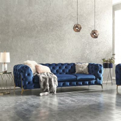 Chesterfield Samt Canapé Sofa Polster Sofagarnitur Garnituren XXL Grouss Canapé