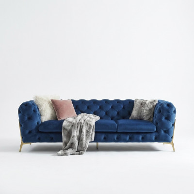 Chesterfield Samt Canapé Sofa Polster Sofagarnitur Garnituren XXL Grouss Canapé
