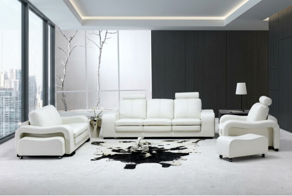 Ledersofa Couch Wunnlandschaft 3+2+1 Still Garnitur Design Modern Sofa A1112