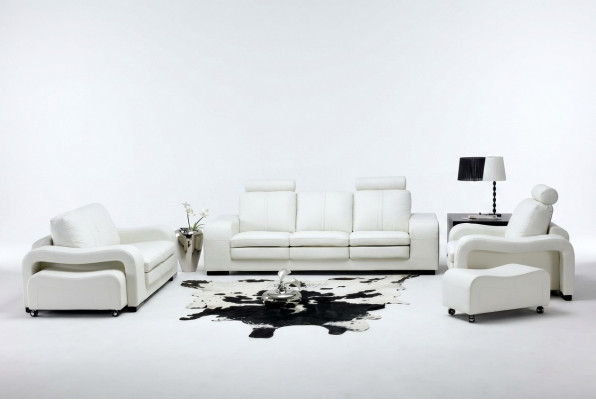Ledersofa Couch Wunnlandschaft 3+2+1 Still Garnitur Design Modern Sofa A1112