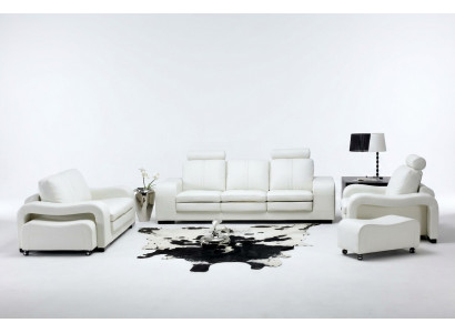 Ledersofa Couch Wunnlandschaft 3+2+1 Still Garnitur Design Modern Sofa A1112