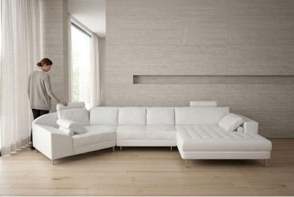 Ledersofa Couch Wunnlandschaft Ecksofa Eck Garnitur Design Modern Sofa A1116