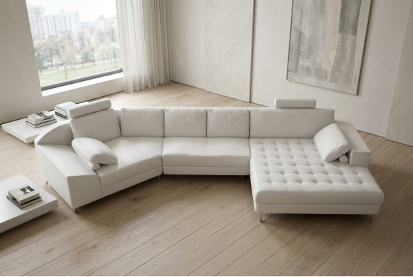 Ledersofa Couch Wunnlandschaft Ecksofa Eck Garnitur Design Modern Sofa A1116