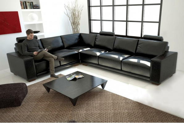 Ledersofa Kanapé Wunnlandschaft Ecksofa Eck Garnitur Design Modern Sofa A1121B