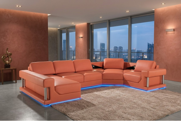 Ledercouch Couch Wunnlandschaft Kannapee Eck Garnitur Design Modern Kannapee A1131