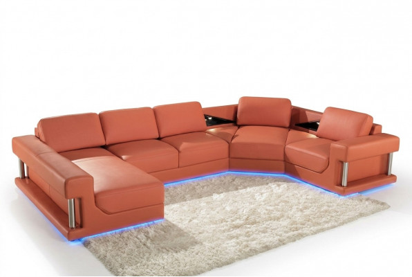 Ledercouch Couch Wunnlandschaft Kannapee Eck Garnitur Design Modern Kannapee A1131