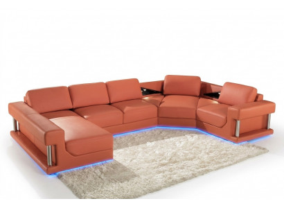 Ledercouch Couch Wunnlandschaft Kannapee Eck Garnitur Design Modern Kannapee A1131