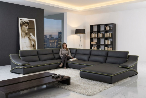Ledercouch Couch Wunnlandschaft Eckssofa Eckgarnitur Design Modern Sofa