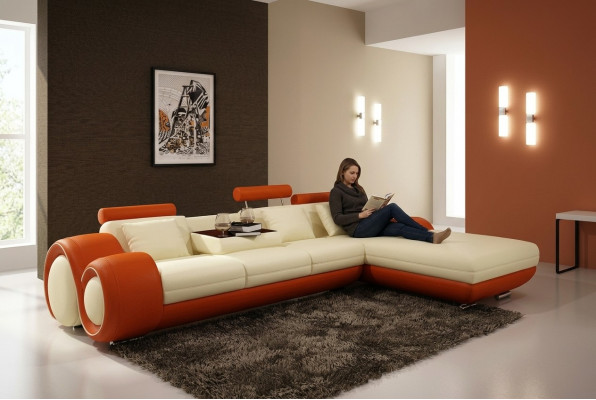 Ledercouch Sofa Wunnlandschaft Ecksofa Ecksitzgrupp Design Modern Sofa A1163E