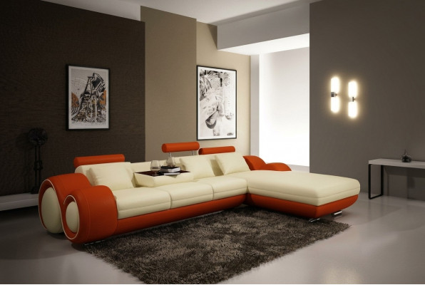 Ledercouch Sofa Wunnlandschaft Ecksofa Ecksitzgrupp Design Modern Sofa A1163E