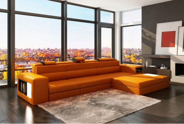 Ledersofa Canapé Wunnlandschaft Ecksofa Eck Garnitur Design Modern Sofa B2006B