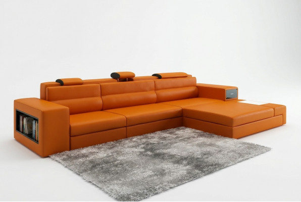 Ledersofa Canapé Wunnlandschaft Ecksofa Eck Garnitur Design Modern Sofa B2006B