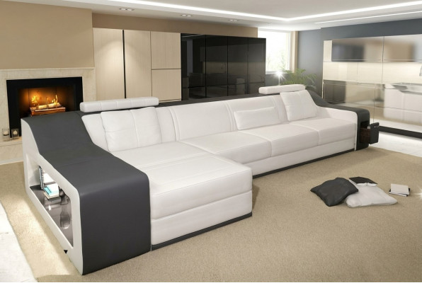 Ledersofa Canapé Wunnlandschaft Ecksofa Eck Garnitur Design Modern Canapé B2017B