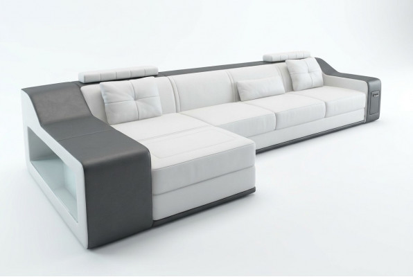 Ledersofa Canapé Wunnlandschaft Ecksofa Eck Garnitur Design Modern Canapé B2017B