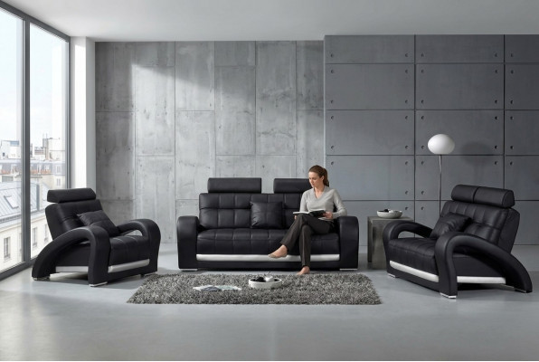 Ledercouch Couch Wohnlandschaft 3+2+1 Sëtz Garnitur Design Modern Sofa B2023