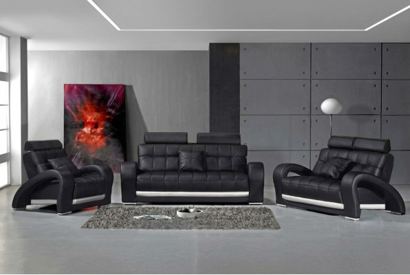 Ledercouch Couch Wohnlandschaft 3+2+1 Sëtz Garnitur Design Modern Sofa B2023