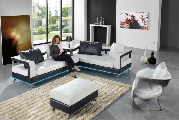 Ledercouch Couch Wunnlandschaft Ecksofa Eck Garnitur Design Modern Sofa Nei
