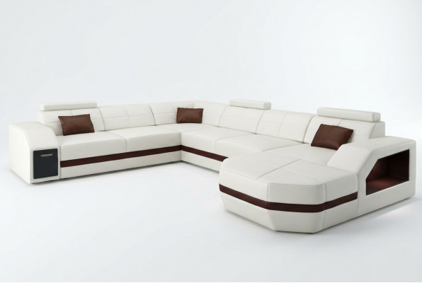 Ledersofa Canapé Wunnlandschaft Ecksofa Eck Garnitur Design Modern Sofa C4011 Nei