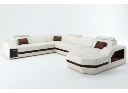 Ledersofa Canapé Wunnlandschaft Ecksofa Eck Garnitur Design Modern Sofa C4011 Nei