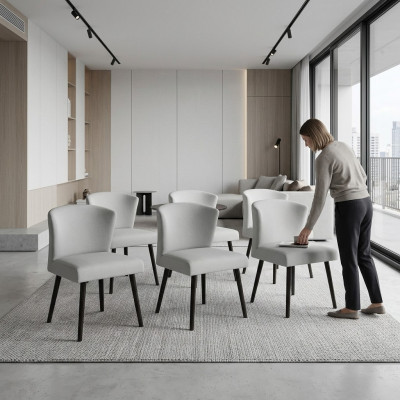 6x Lieder Polster Sëtz Still Lehn Stull Design Lounge Club Sëtz Ensemble Nei