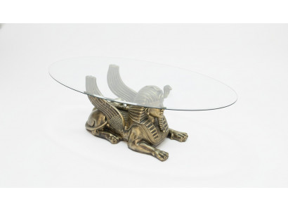 Couchtisch Dësch Glastischen Dëscher Pharao Sphinx Niewendësch Glas Ägypten 120x60cm