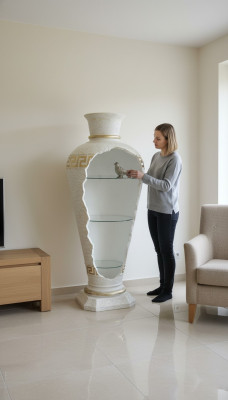 Vitrinn Bar Eck Regal Glas Amphorenvuech Vase Biedenvas Regalschaf Vitrine Schaf Luucht