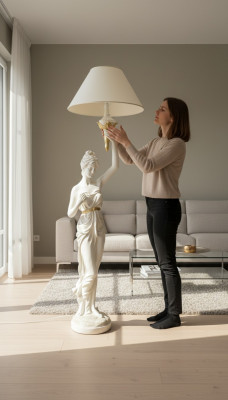 Skulptur Steellampe Design XXL Stee Stehlampe Wunnzëmmer Luuchten 183cm