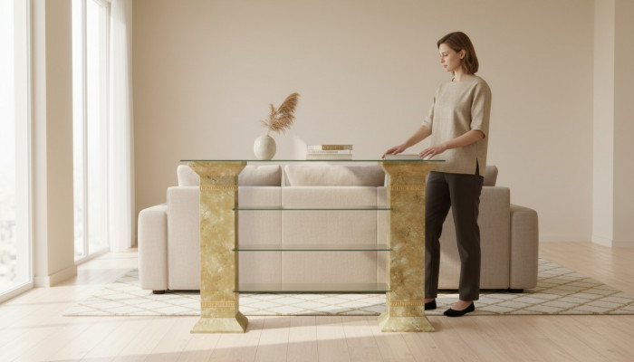 Klassesch RTV Säitendësch Fernseh Dësch Dëscher Tv Board Medusa Regal Vitrin 1866