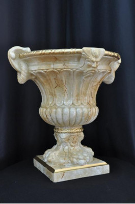 XXL Design Blummen Dëppen Dekoratioun Vaas Vaasen Handaarbecht Deko Kelch Pokal 69cm