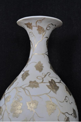 Design Blummen Dëppen Dekoratioun XXL Vase Vasen Handaarbecht Deko Kelch Pokal 0856