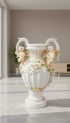 Design Blummendëppen Dekoratioun XXL Vase Vasen Handaarbecht Deko Kelch Pokal 70cm