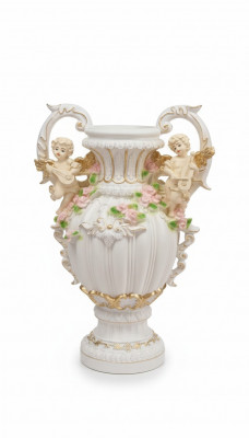 Design Blummendëppen Dekoratioun XXL Vase Vasen Handaarbecht Deko Kelch Pokal 70cm