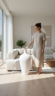XXL Deko Vaas Blummendesign Buedemdekoratioun Dëppen Antik Stil Raum Vasen 92cm Neit