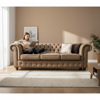 Chesterfield Canapé-Set Sofa 3+1+1 Couch Polsterset Sofas Couchen Komplett
