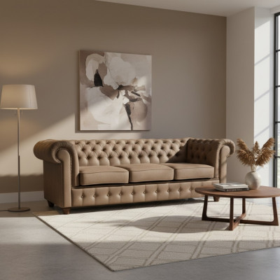 Chesterfield Canapé-Set Sofa 3+1+1 Couch Polsterset Sofas Couchen Komplett