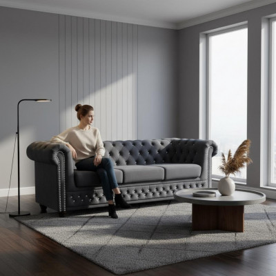 Chesterfield Sofagarnitur Sofa 3+1+1 Polster Couch Sofas Sëtz Kristallsteng