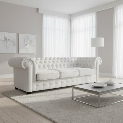 Chesterfield 3+1 Liederdivan Schloofdësch Funktioun Bett Lieder Canapé Sofa Garnitur Sofa