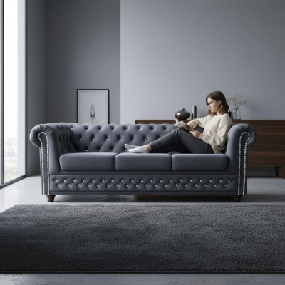 Chesterfield Sofagarnitur Sofa Polster Kristallsteng Lieder Garnituren 3+2 Canapé